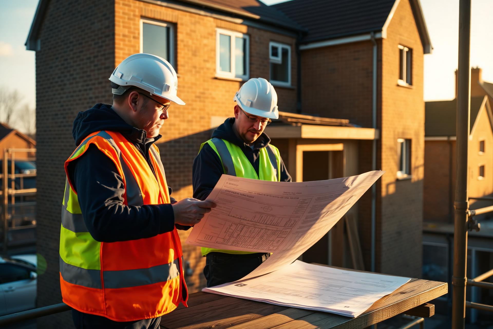 333 Accountants reviewing construction project plans with a client